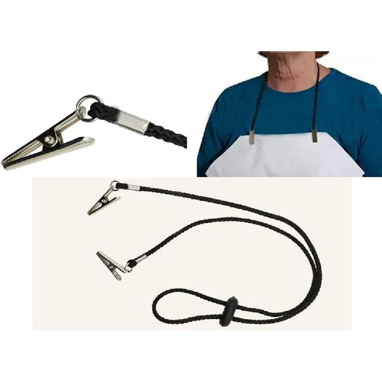 Регулируемый зажим для салфеток, Черные регулируемые зажимы-держатели для слюнявчиков, Держатели для салфеток, Зажим для салфеток, Цепочка на шею для взрослых держателей салфеток, Кухонные аксессуары