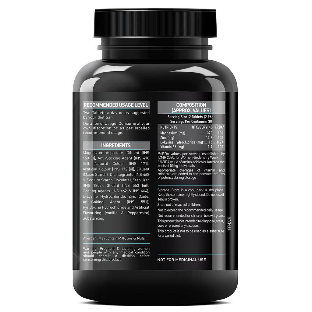 MuscleBlaze ZMA (60 Tablets) | For Muscle Strength & Recovery | 100% RDA of Zinc, Magnesium Aspartate and Vitamin B6
