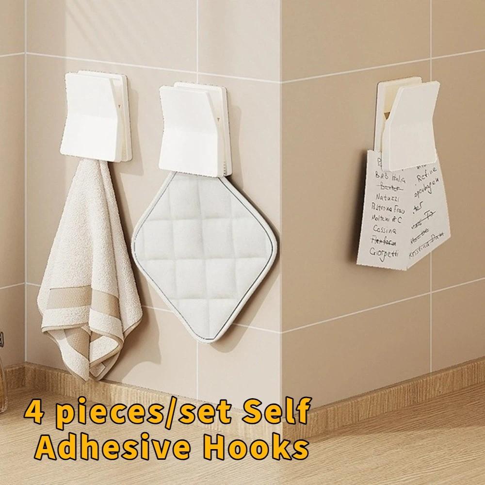 4 PCS/SET Wall Mount Self Adhesive Hooks Punch-free Household Kitchen Storage Clip Waterproof Dishwashing Glove Hook Kitchen