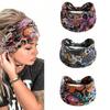 Bohemian Cashewblumen Elastisches Sport-Stirnband für Damen – Breiter Rand Haarreif zum Gesichtswaschen