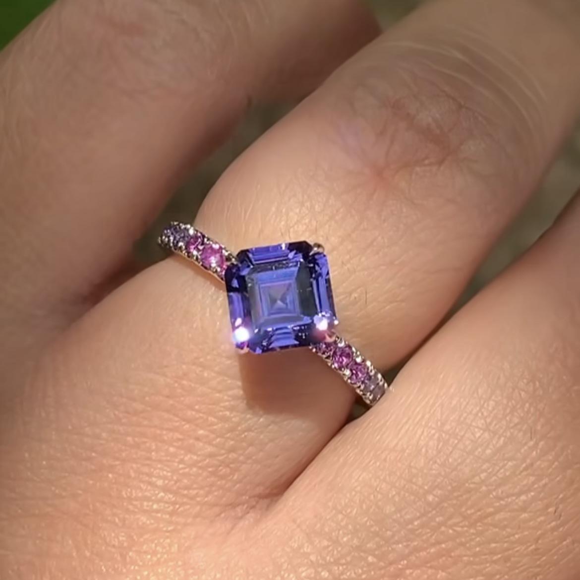 

Привлекательные медного цвета квадратные круглые кольца для женщин, кольца с фиолетовым камнем, ювелирные изделия, подарок для вечеринки 10