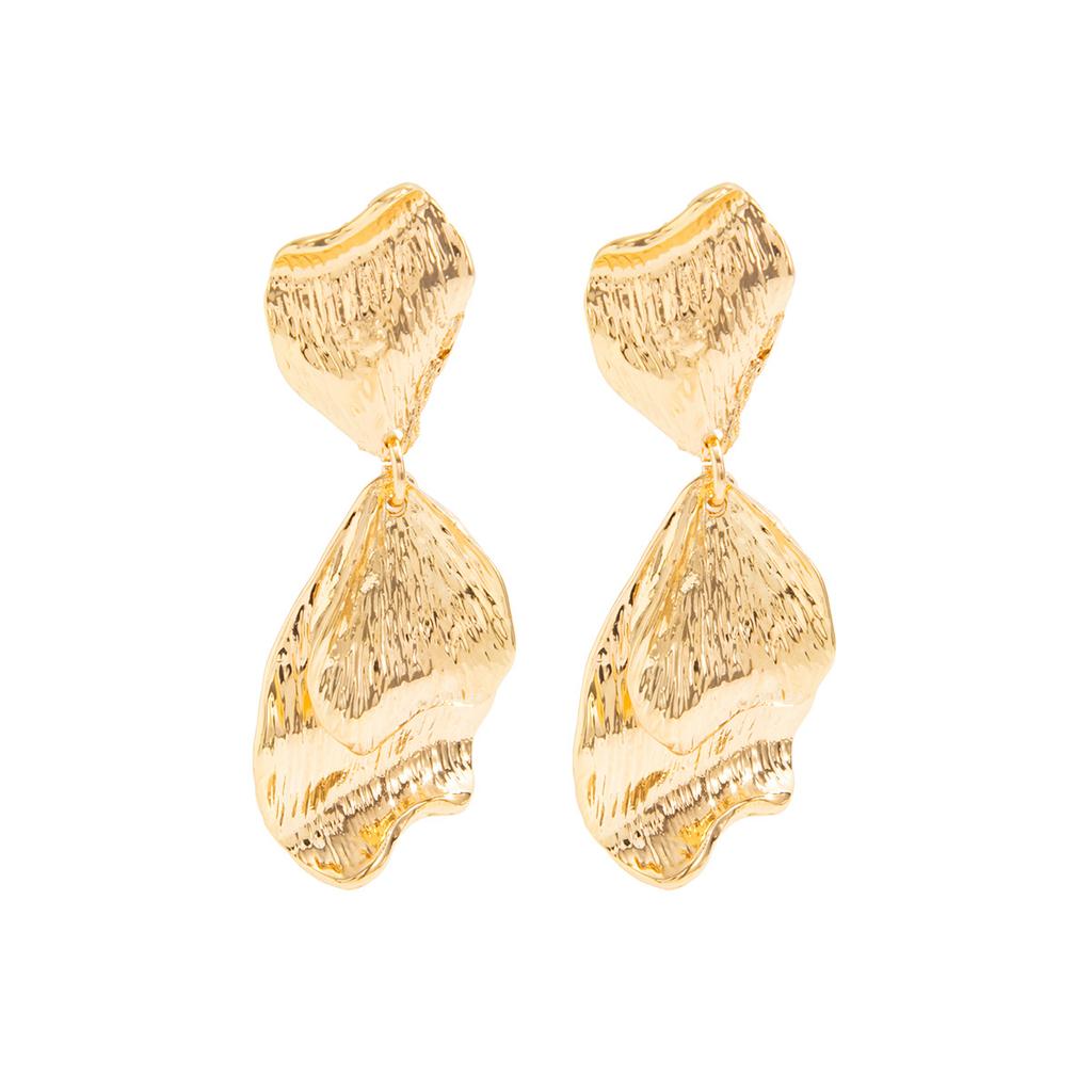 Luxury 3D Ginkgo Leaf Flower Stud Earrings, Ins Sweet Cool Metal Petal Drop Earrings For Women