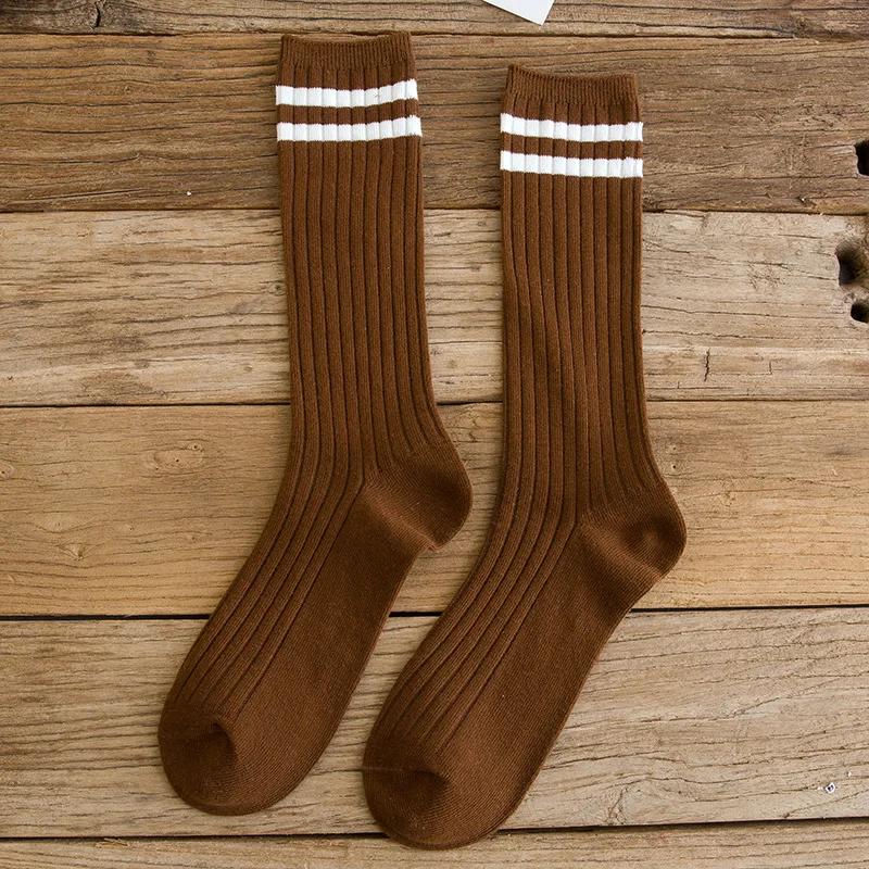 College Style Striped Women Socks Solid Black White Long Sock For Women Japanese Kawaii Cute Harajuku Vintage Streetwear Leg Sox