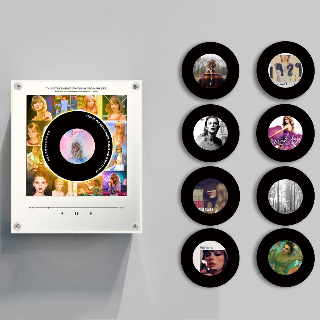 Rotating Disc Night Light Fridge with Activated Singing, Acrylic Decoration