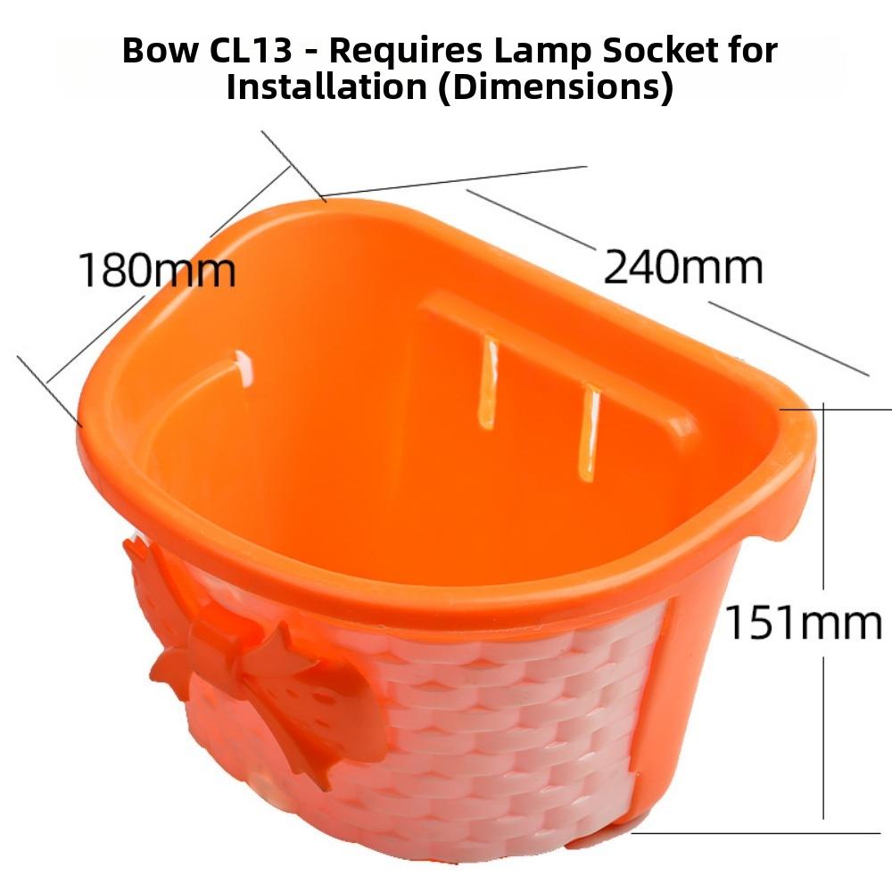 Retro Woven Front Riding Basket with Bow Children's Bicycle Scooter Basket Front Handle Carrier