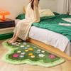 Non Slip Imitation Cashmere Carpet Irregular Bedside Carpet Home Decor Green Moss Rug  Bedroom