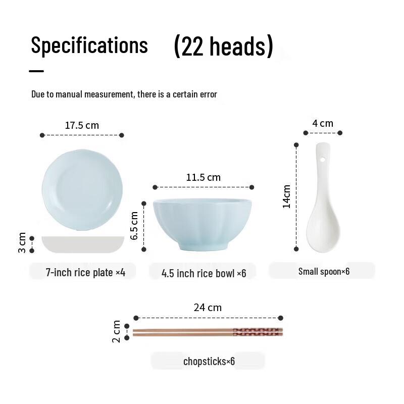 Adneny 22-Piece Underglaze Jingdezhen Ceramic Dinnerware Set