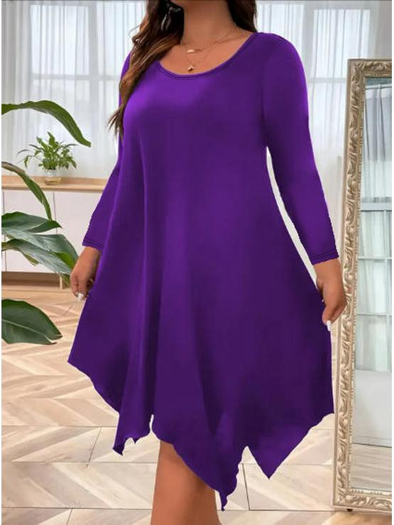 

2025 Elegant A-line Round Neck Long Sleeve Dress for Women - Autumn/Winter Collection XXL фіолетовий