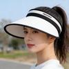 Sunscreen Hat Women's Summer Black and White Empty Top Large Brim Face Cover UV Protection Versatile Sun Hat Foldable Sun Hat