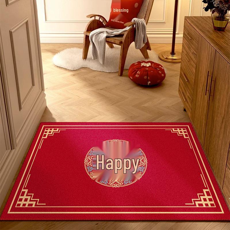 Festive Red Chinese Wedding Entrance & Bedroom Floor Mat