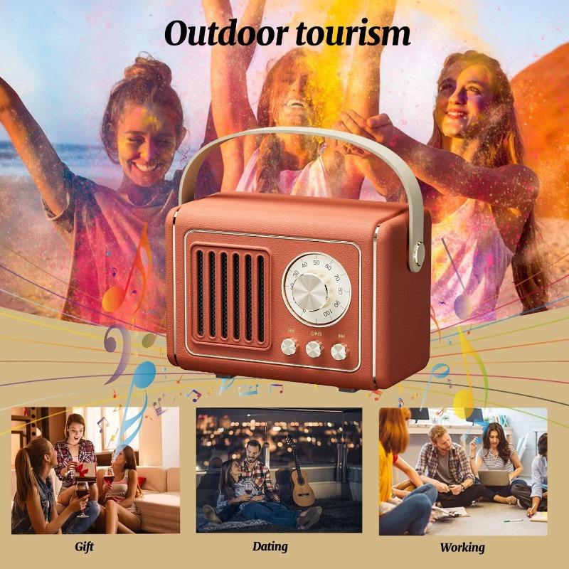 Mini Vintage Bluetooth Speaker, Retro Bluetooth Speaker Rechargeable, Loud Volume, Bluetooth 5.0 Wireless TWS Connection, Support TF Card,