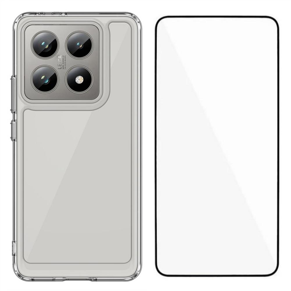 WANLONFENG MF Series for Xiaomi 14T Case TPU+Acrylic Clear Phone Cover with Tempered Glass Film