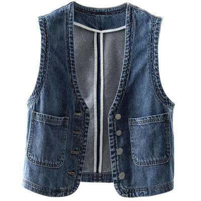Vielseitige Jeansweste im Westernstil für Frühling und Sommer, Damen-Oberbekleidung, kurzes, lässiges Westentop