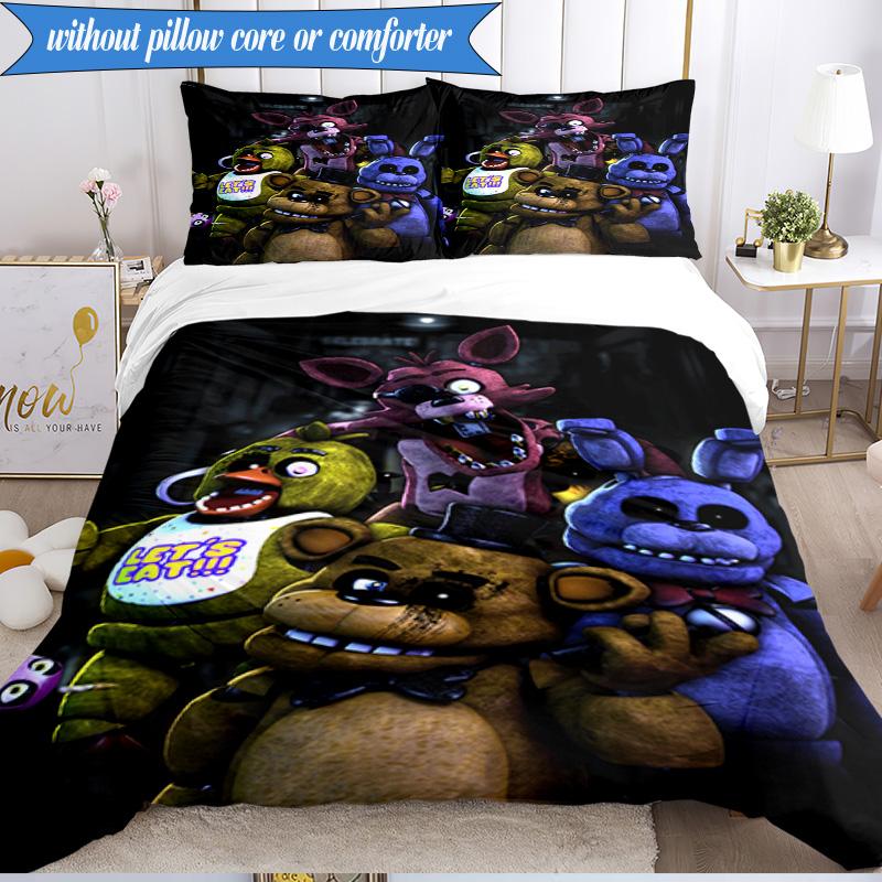Collage di Personaggi Fnaf 3 Pezzi Gruppo Musicale K-pop Set Biancheria da Letto, Ideale per Camera da Letto, Dormitorio, Include Copripiumino E 2 Federe, Regali per Fan