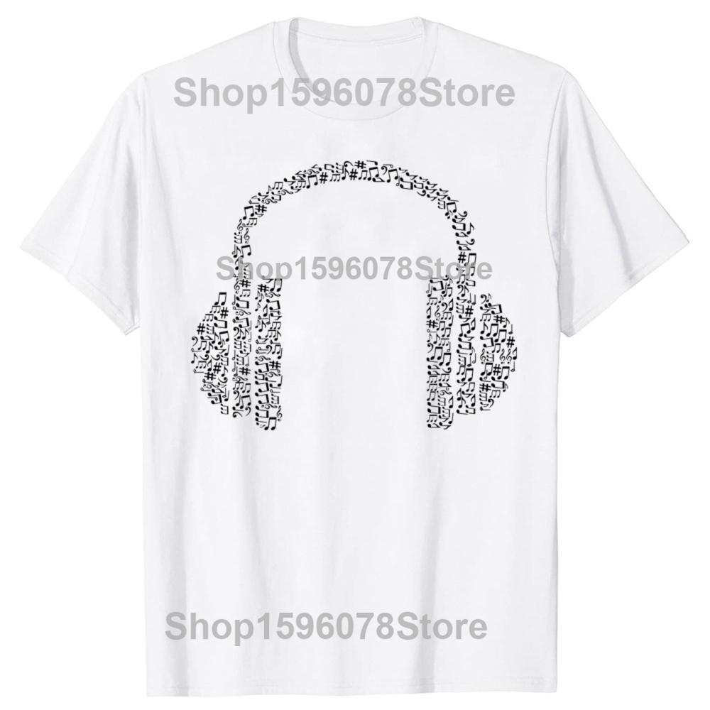 

Наушники Музыкальные Ноты DJ Электронная Танцевальная Одежда Мужские Хлопок Юмор Уличная Одежда Футболка Короткий Рукав Унисекс Свободная Одежда S