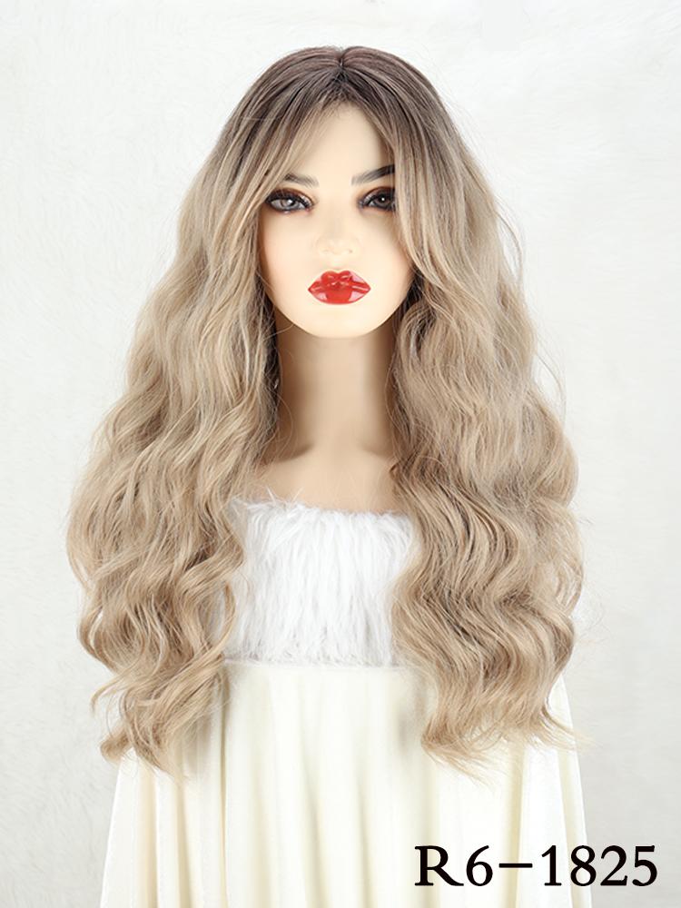 

Мисс парик Синтетические смешанные светлые белые парики с наращиванием челки Длинные волнистые парики для женщин Повседневная вечеринка 60cm