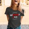 Womens Crew Neck Short Sleeve Pullover T Shirt with Letter Print Germany 2026 Graphic Casual Loose Fit Top for Supporters