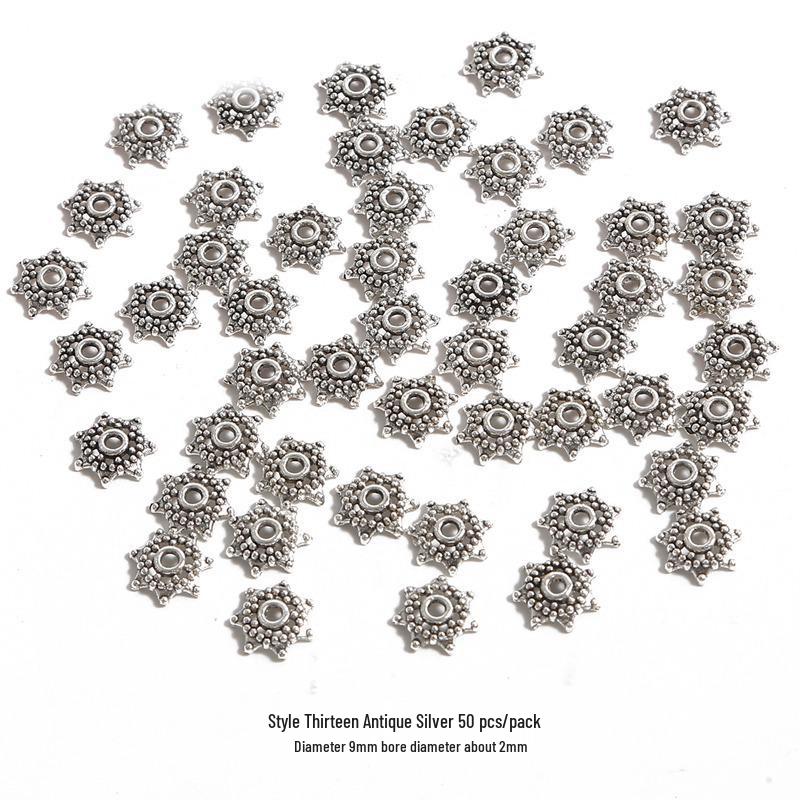 Handmade Antique Silver Flower Spacer Beads for DIY Bracelets & Hair Accessories