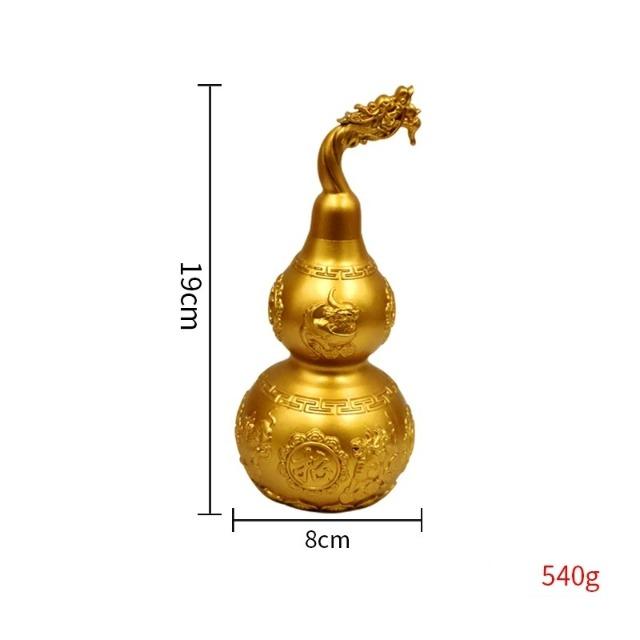 Brass Feng Shui Gourd Wu Lou Pixiu Figurine Lucky Wealth Home Office Table Decoration Ornament