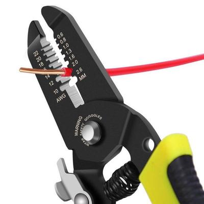 7" 0,6-2,6mm Tragbarer Drahtabisolierzange Crimpzange Kabelabisolierer Crimper Handwerkzeug für Elektrik