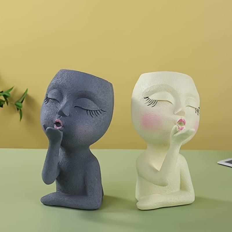 Gardening Creative Doll Resin Ornaments Succulent Flower Pot Green Plant Human Head Shape Flower Pot