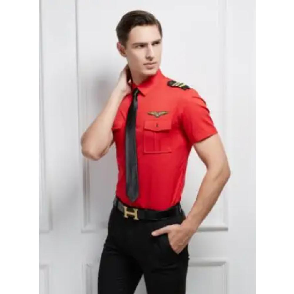 Nieuwe Collectie Vliegtuig Kapitein Uniform Luchtpiloot Kracht Vliegpak KTV Halloween Cosplay Verkleed Zomer Man Vrouw Shirt Jurk