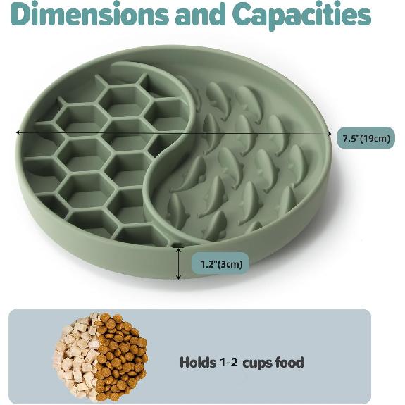 Slow Feeder Dog Bowls, Silicone Pet Food Bowls with Suction Cups, Non-Slip Dog Feeding Slow Down Pet Eating Speed for Fast Eaters, Anxiety Relief &