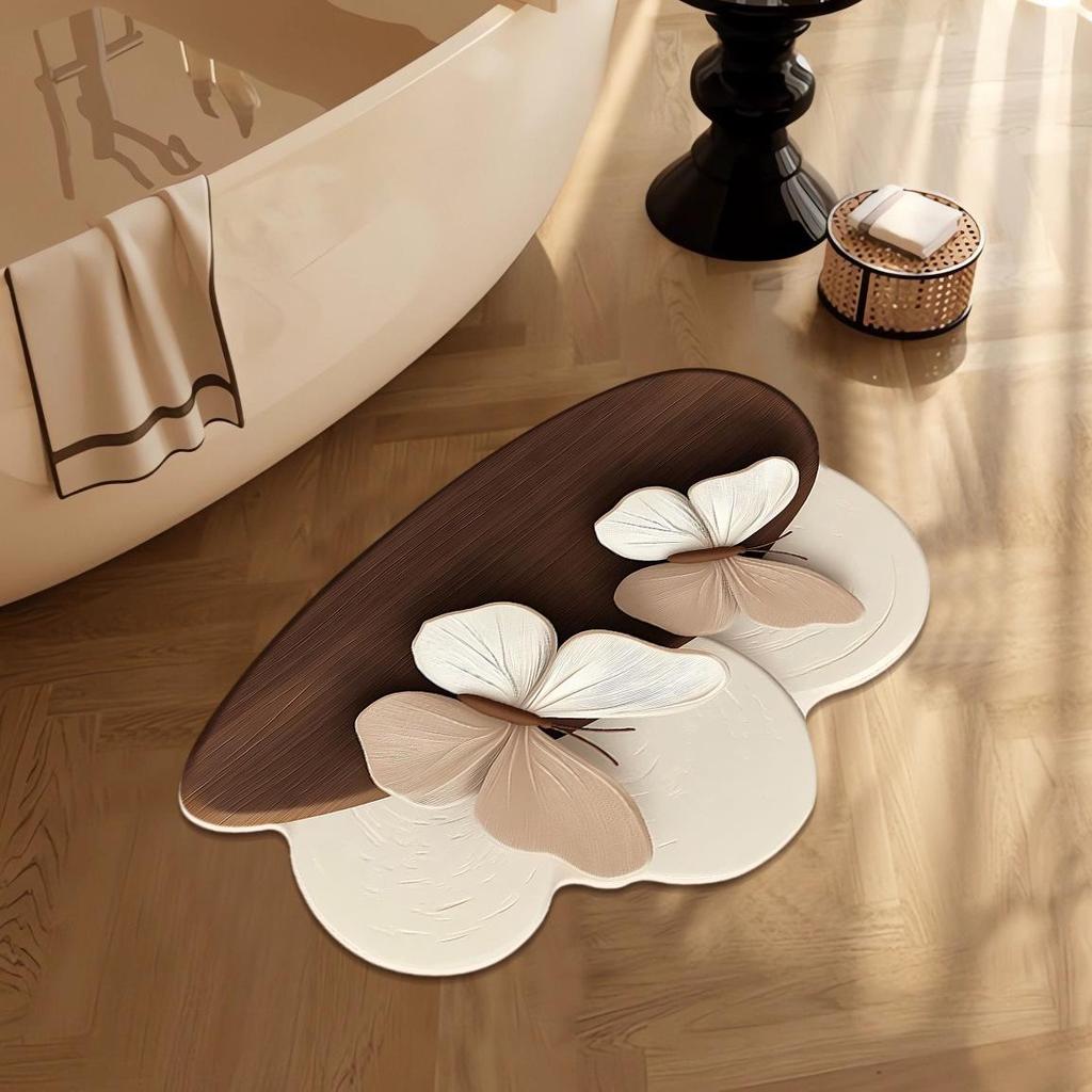 “Napa Leather Butterfly Anti-Slip Bathroom Mat”