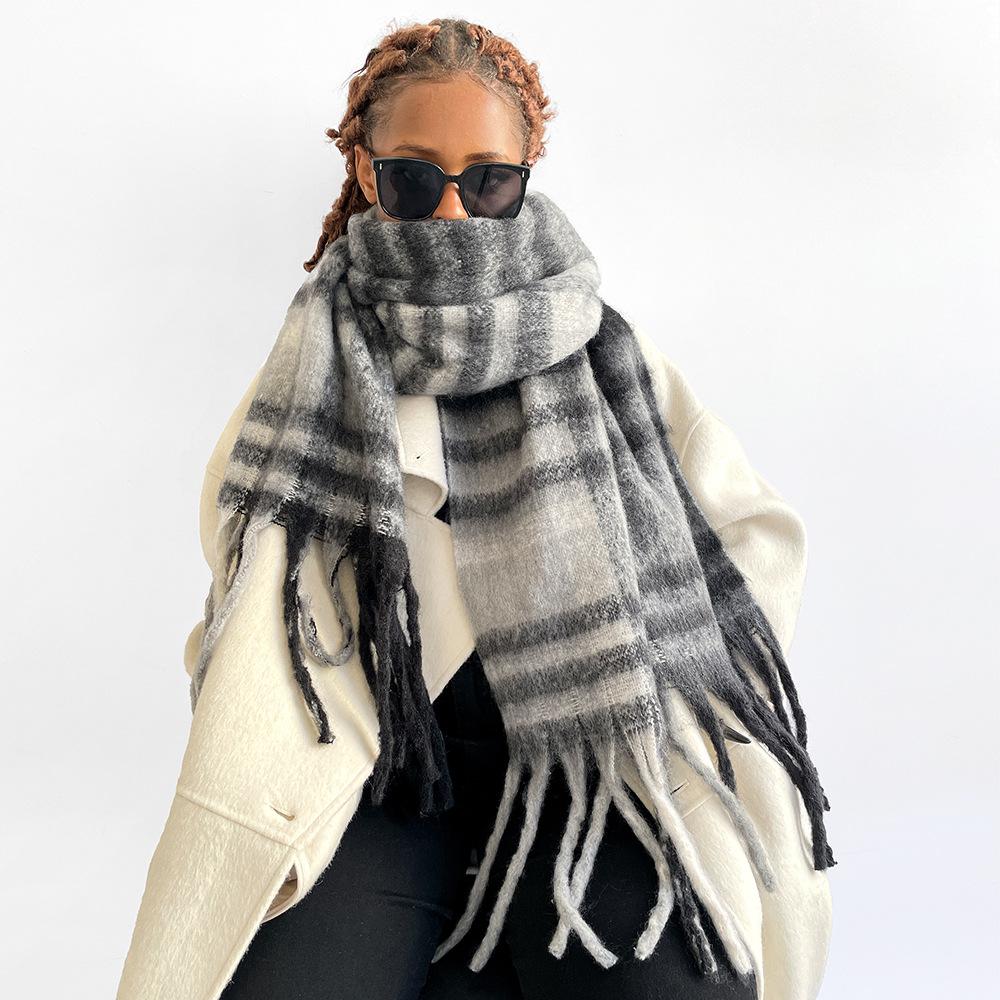 Solid color mohair scarf vacuum packaging warm scarf women's shawl