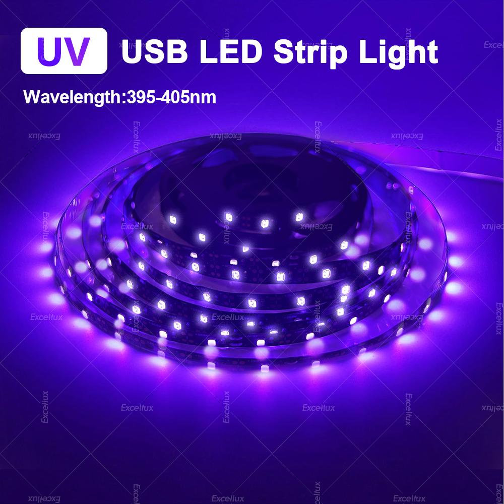 

USB UV Led Strip Light 395nm-405nm SMD 2835 UV Black Light Flexible LED Lamp Ribbon For Room Decor Fluorescence Party Diode Tape 0.5m
