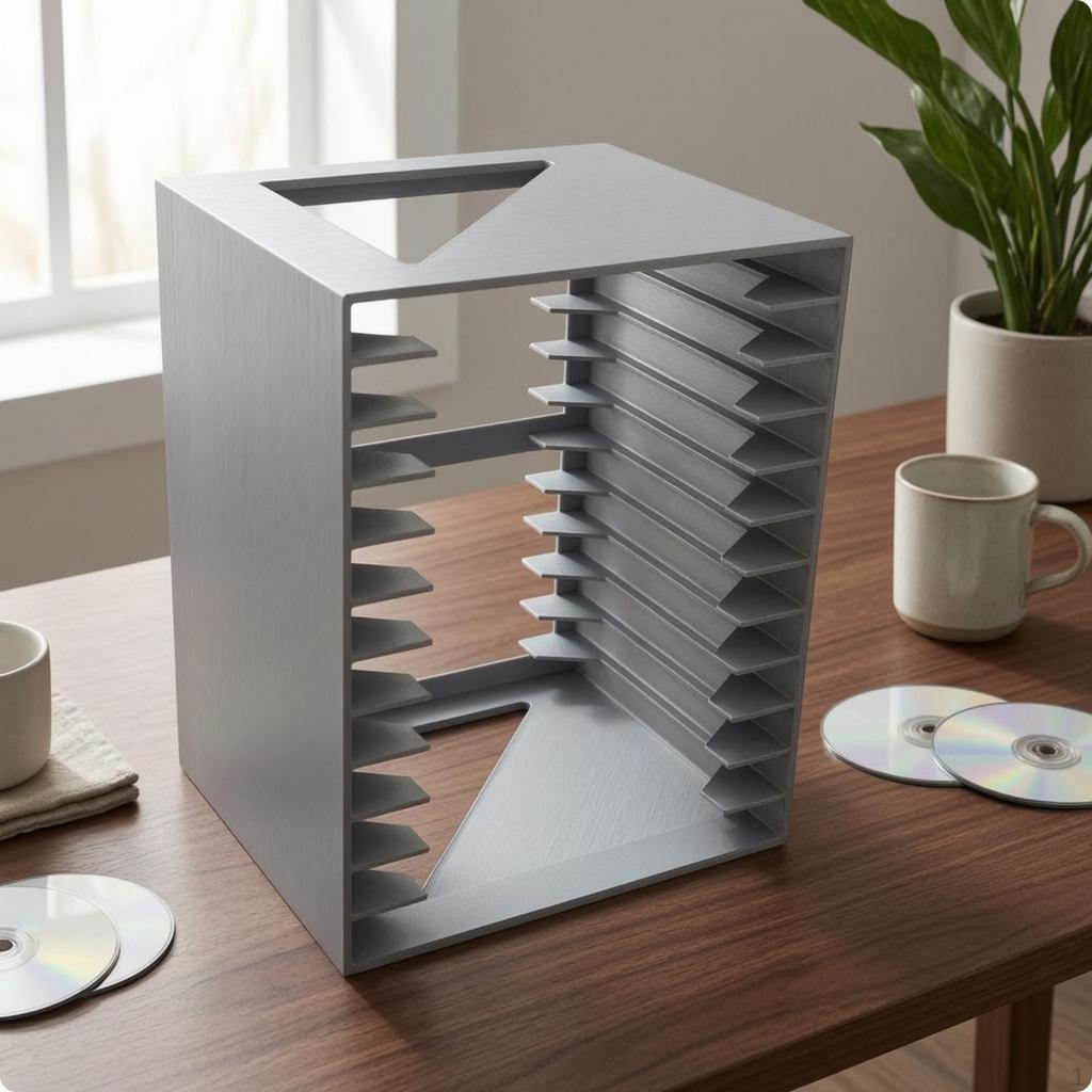 Desktop Cd Organizer Slotted Storage Rack Smooth OpenFrame Disc Black Vertical