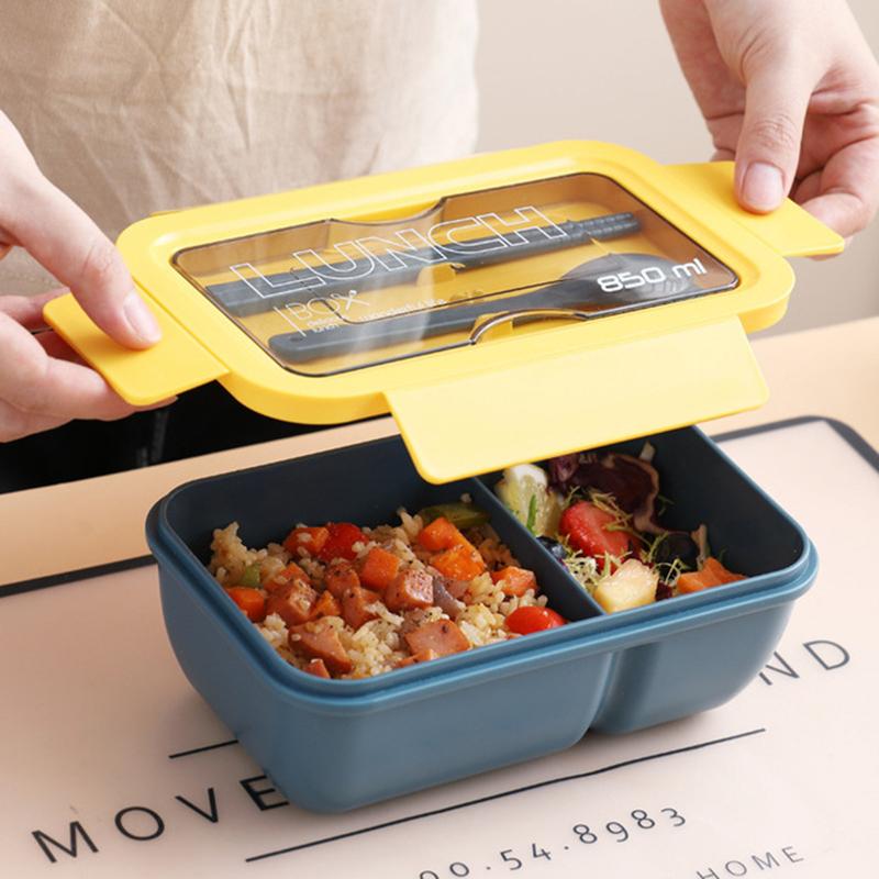 Lunch Box a prova di perdite, resistente al microonde, per pasti, frutta e snack, per picnic, studenti, con posate, portatile, Bento Box