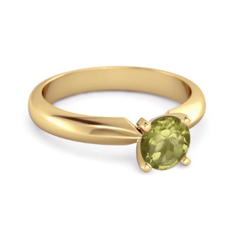 Solitaire 0,25 ct Péridot Taille Brillant Argent Sterling 925 Vermeil Or Bague de Promesse