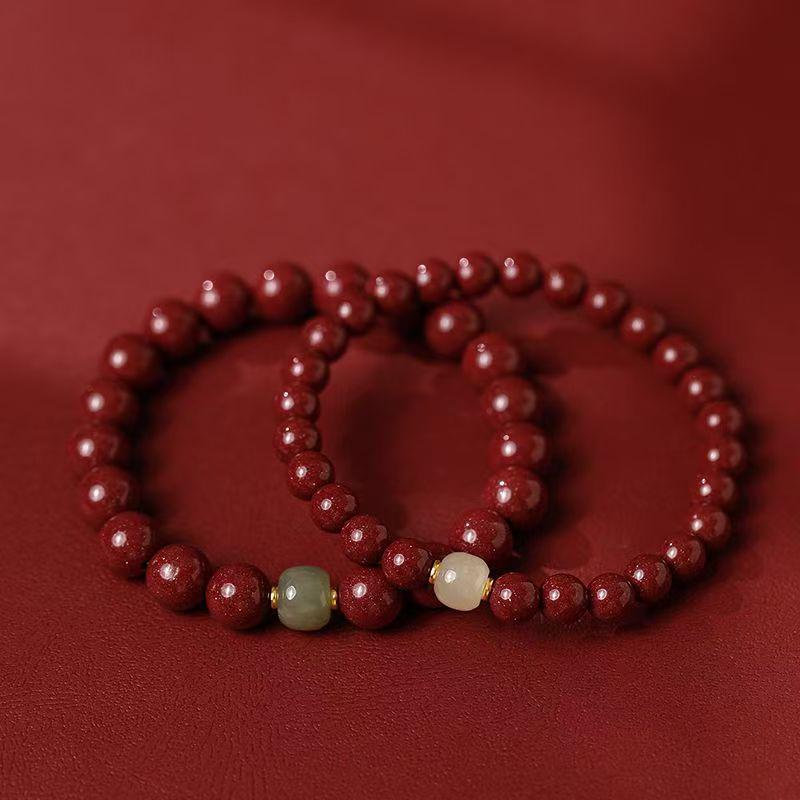 Cinnabar Purple Gold Sand Jade Horse Year Beads Unisex Bracelet - Ideal for Christmas or Birthday Gifts