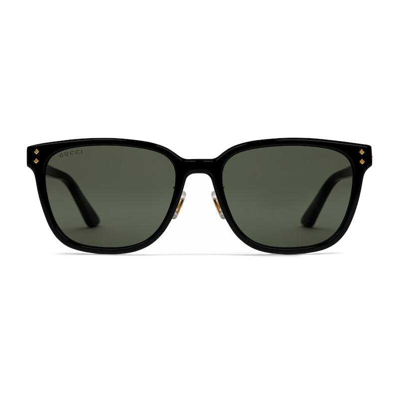 GUCCI Frame Logo Acetate Metal Irregular Sunglasses Men's Black