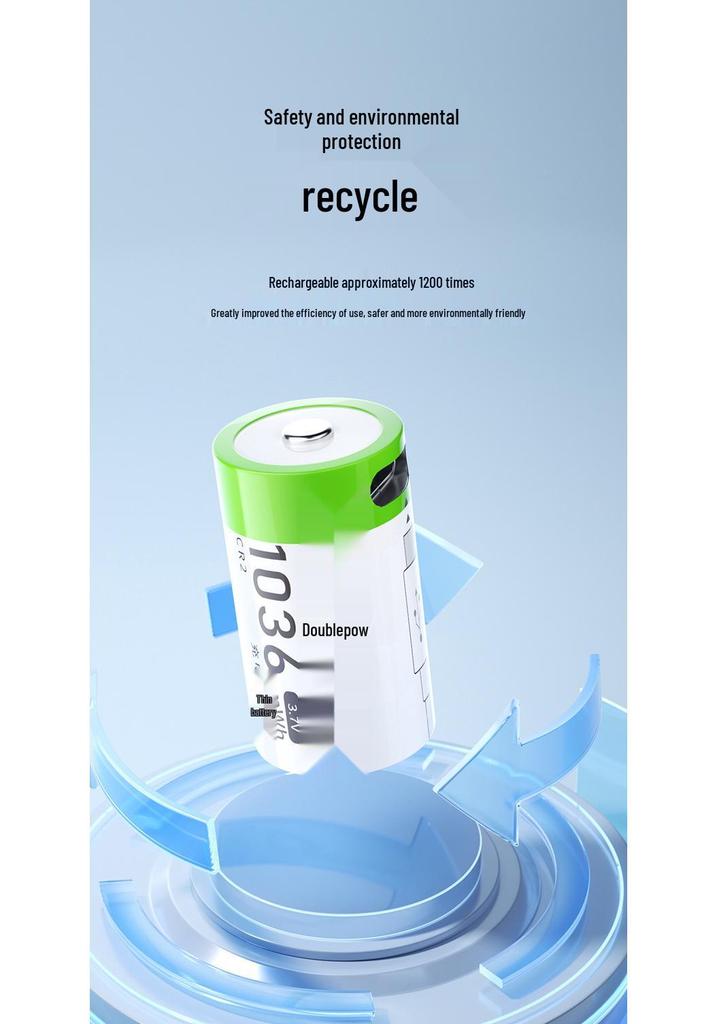 3.7V High-Capacity CR2 Rechargeable Lithium Battery with USB Type-C Charging for Cameras and Flashlights