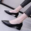 2026 High Heels Women New Korean Style Pointed Shallow Mouth Thick Heel Fashion Shoes