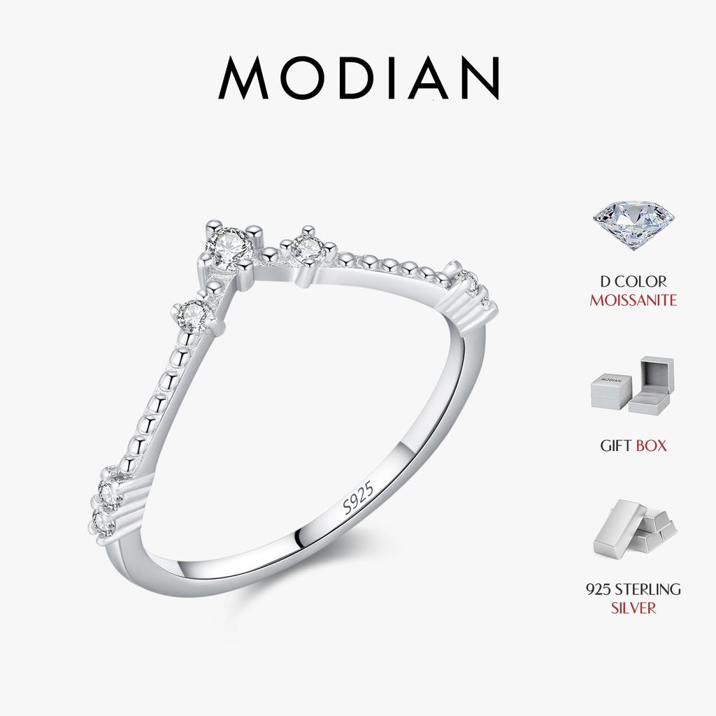 MODIAN D Moissanite Rings 925 Silver Exquisite Arrow Thin Finger Sparkling Rings For Women Wedding Fine Jewelry