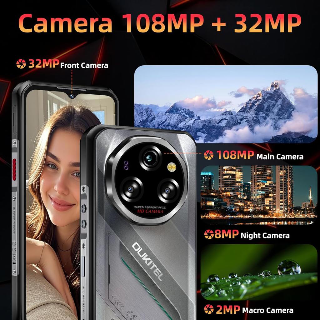 OUKITEL WP62 5G Cellhone 24GB+256GB 11000mAh 6.58" Display 108MP Android 15