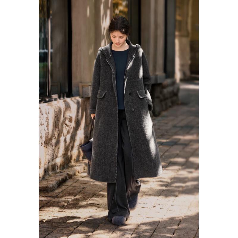 

Women s Double-Faced Wool Coat & Vest Set M