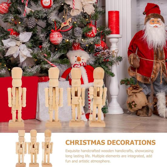 1/2/3Pcs 25/38CM Christmas Wooden Unfinished Nutcracker Figurine DIY Blank Unpainted Soldier Figure Holiday Party Ornament Decoration
