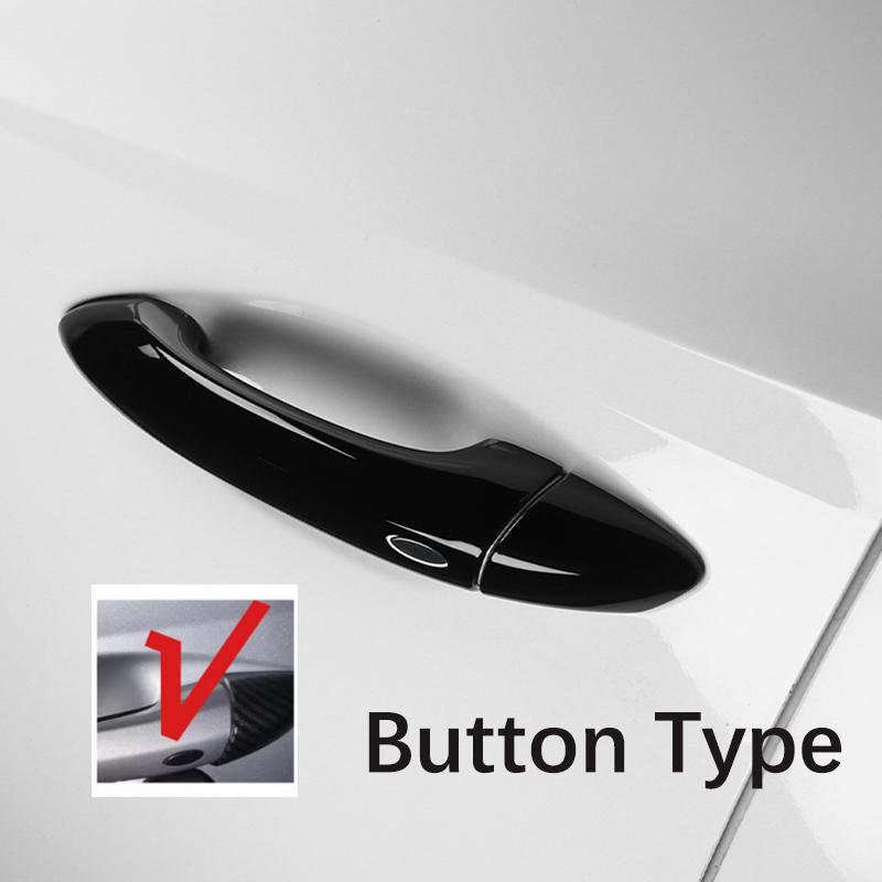 For Hyundai Tucson NX4 2021-2025 Touch / Button Version Exterior Carbon Fiber Bright Black Style Outer Door Handle Cover Trim