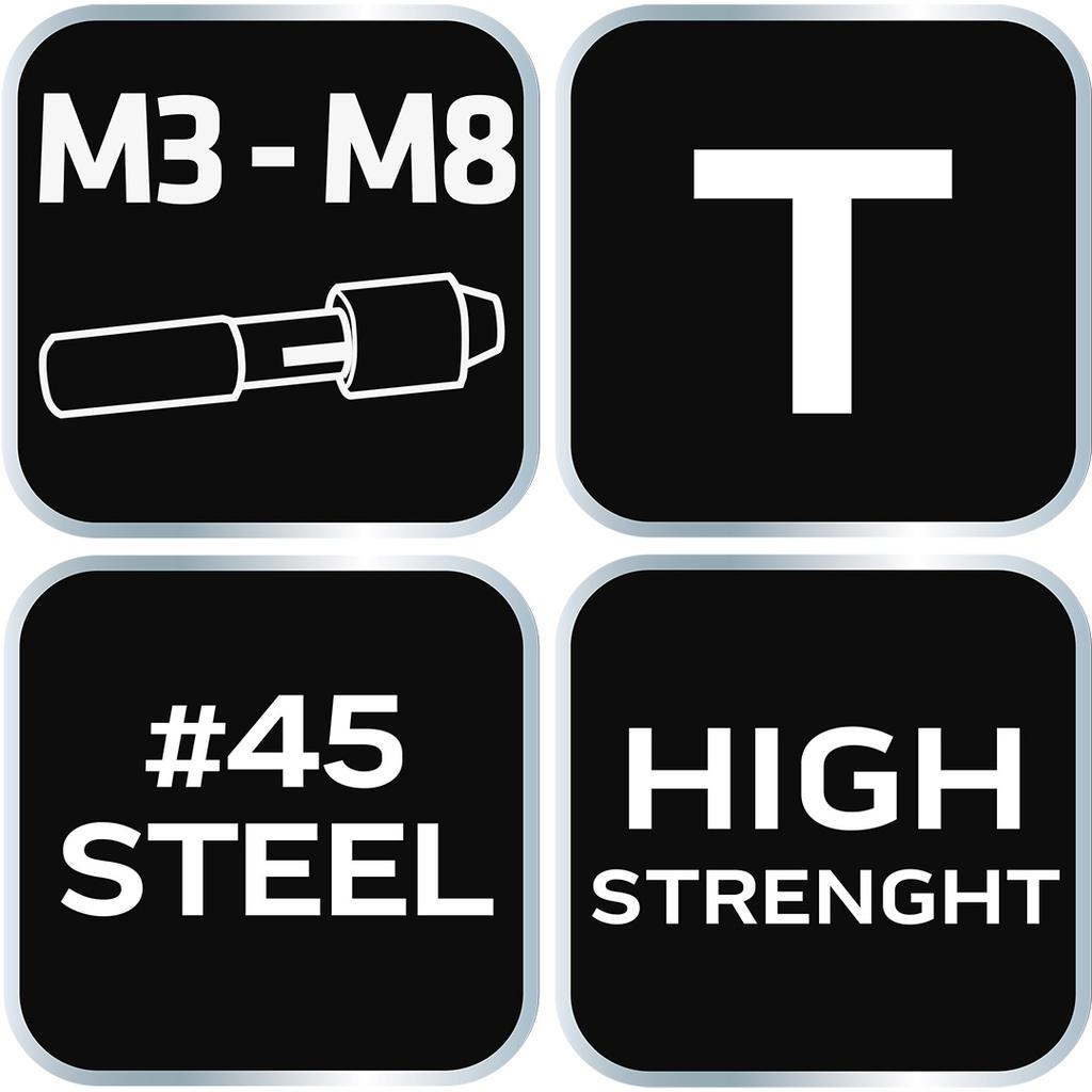 T-handle with ratchet for M3 - M8 taps, steel