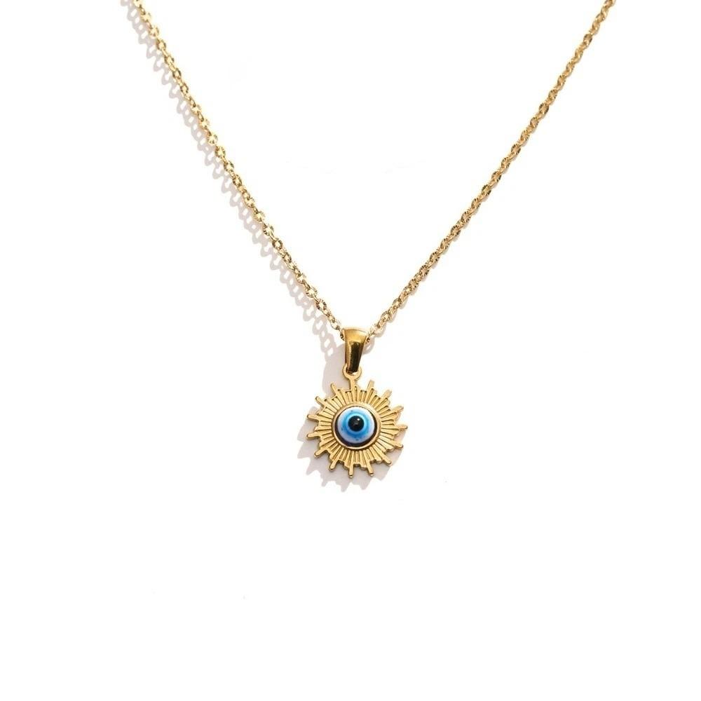 Stainless Steel Charm Demon Eye Necklace Minimalist Geometric Jewelry  Daily Wear