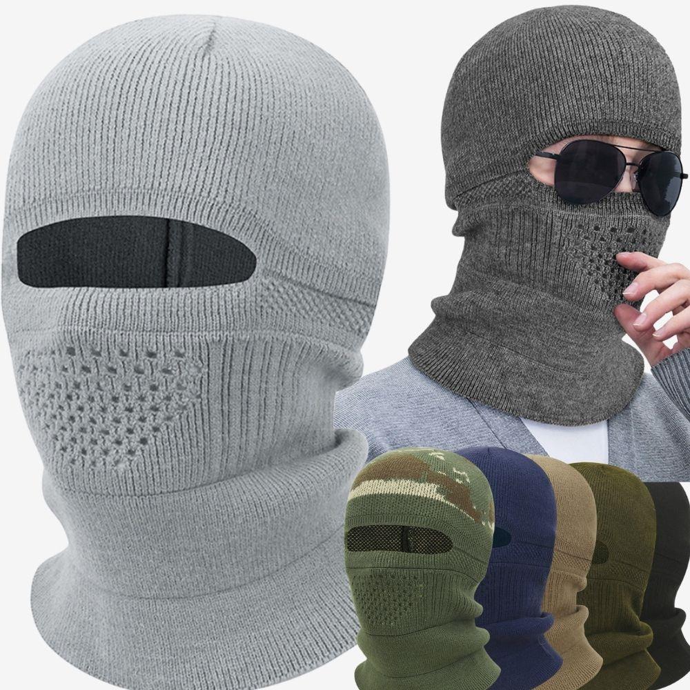 2In1 Winter Balaclava Beanie Hat Outdoor Full Face Mask Warm Ski Tactical Cycling Cap Men Outdoor Sports Cold-proof Knitted Cap