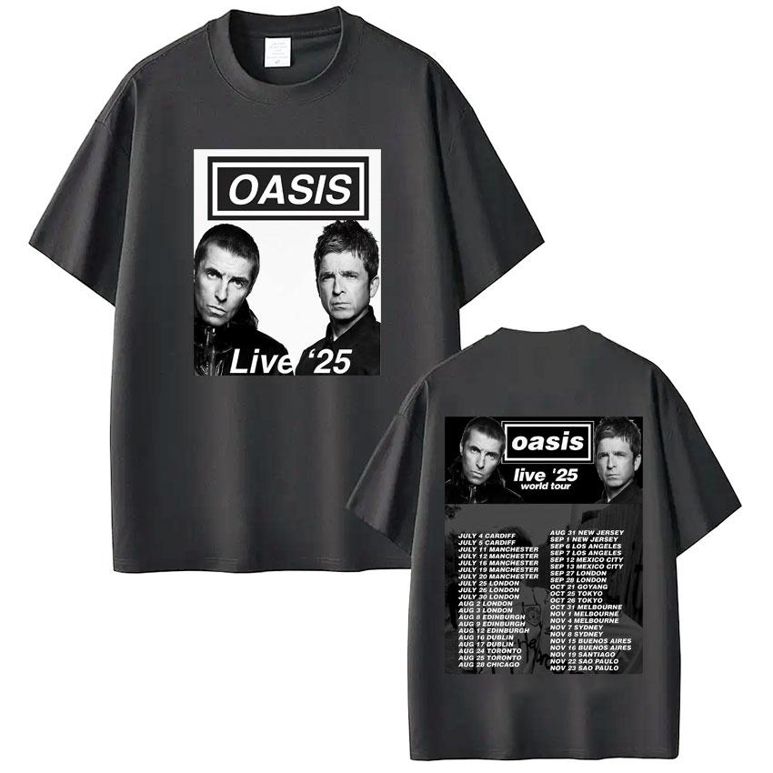 British Rock Band OASIS Live 25 World Tour 2025  Tshirt Men Woman Oversized T Shirts Hip Hop Summer Cotton Gothic Punk Tshirts