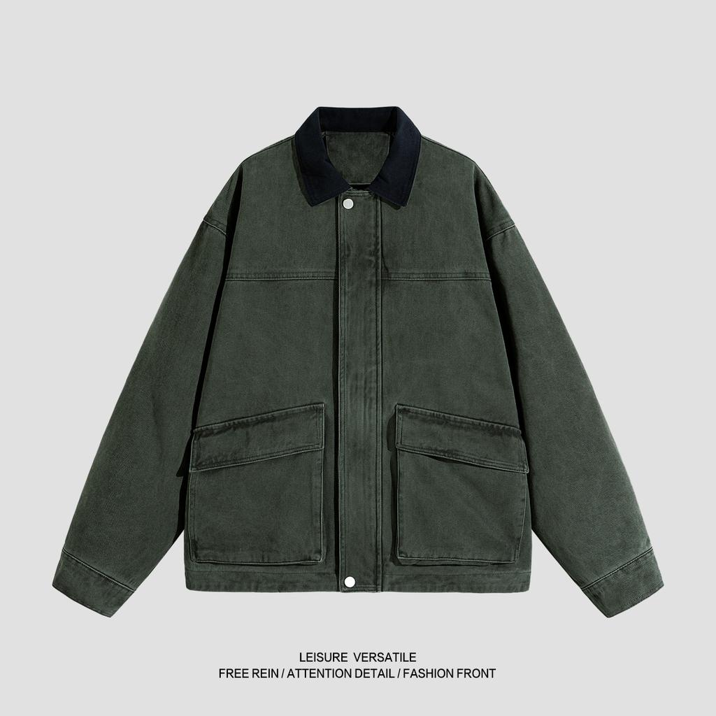 Pure Cotton Jacket for Men's New Jacket American Workwear Washing and Old Lapel Men's Spring and Autumn Clothing