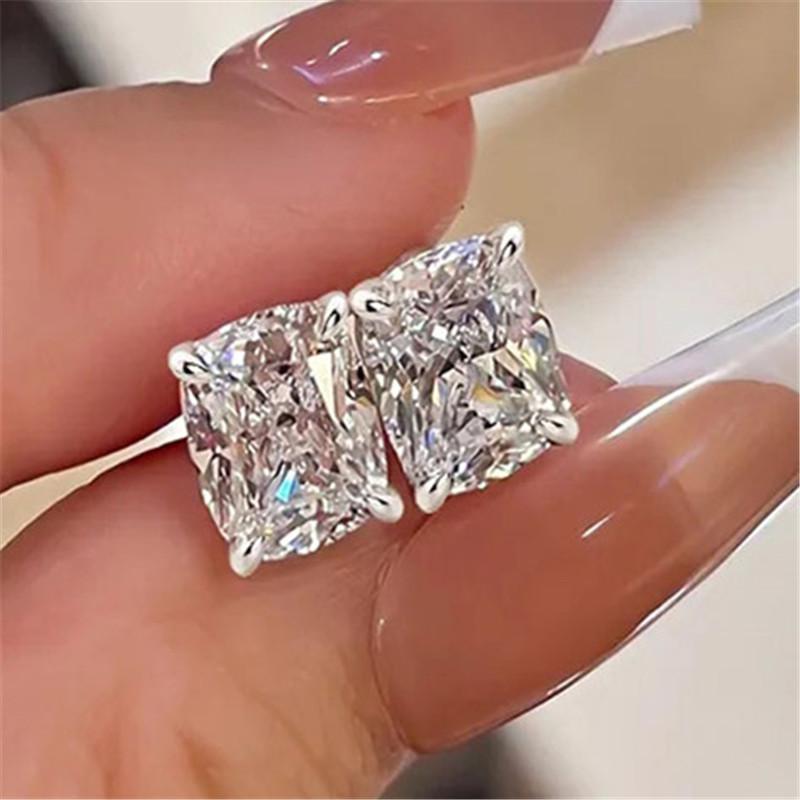 

Серьги-гвоздики из стерлингового серебра с кубическим цирконием для женщин, модные универсальные серьги с кристаллами для пирсинга ушей, женские ювелирные изделия