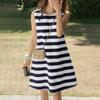 ZANZEA Women Casual Round Neck Stripe Sleeveless Tank Dress
