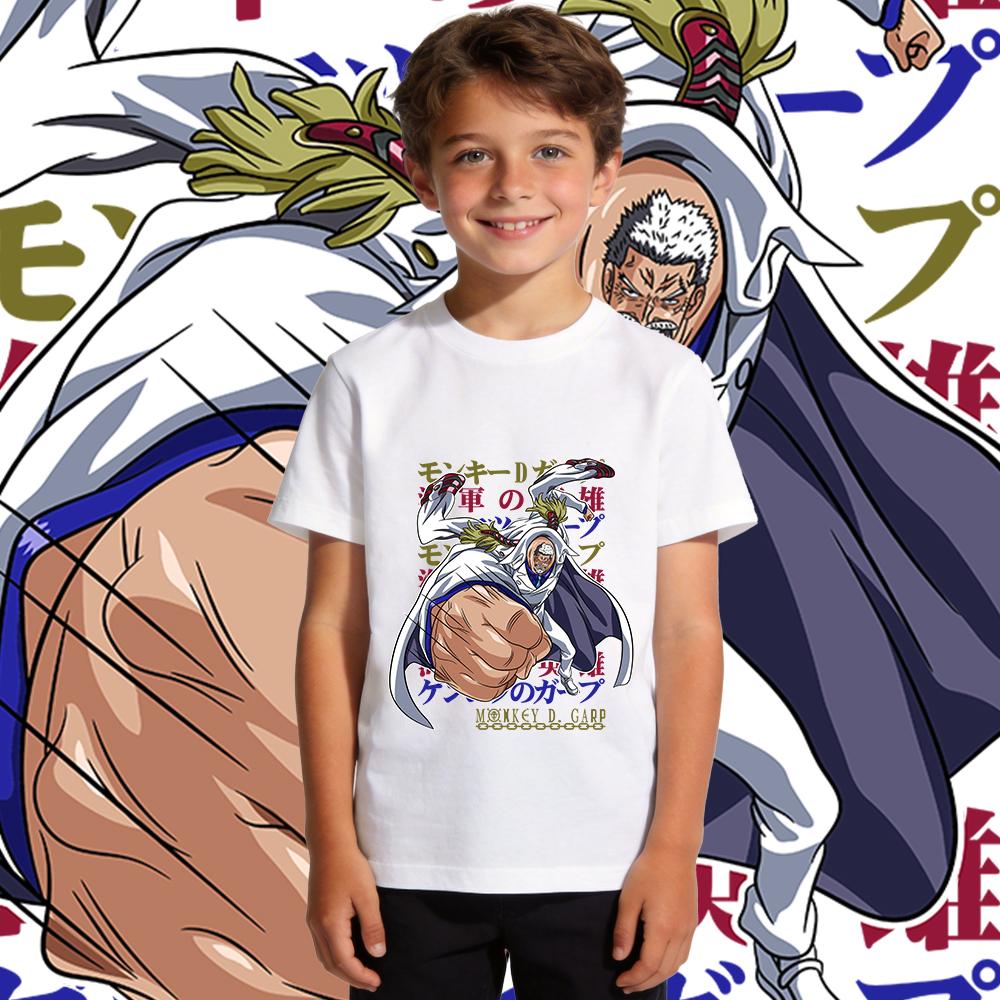 One Piece Monkey D Garp Anime Print Boys Girls Cotton T Shirt Kids Casual Summer Tee Top Pure Cotton Soft Breathable